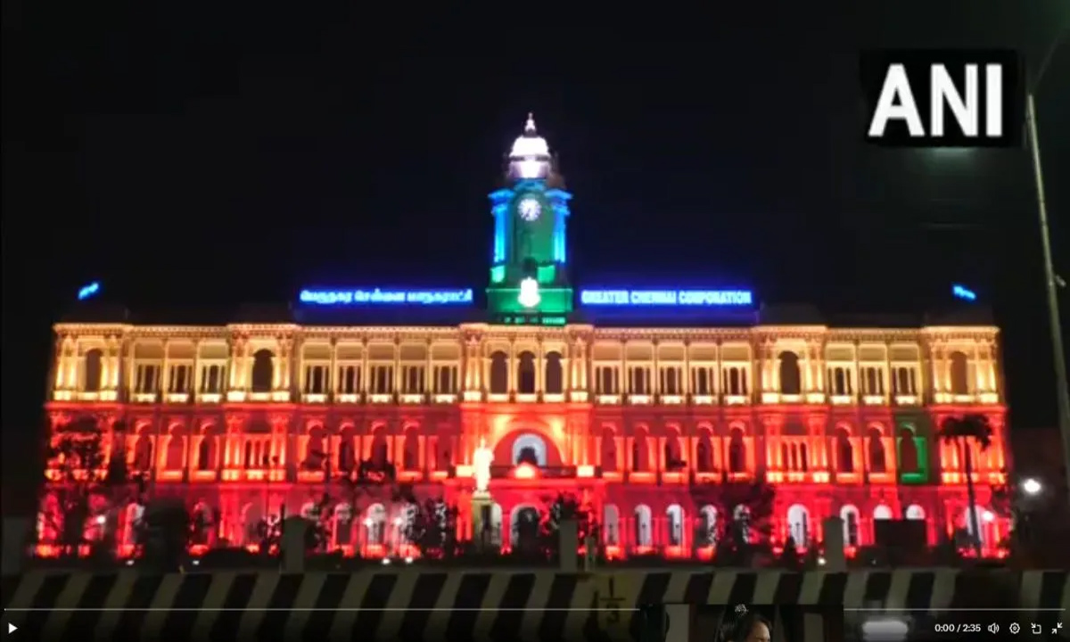 NewYear 2024: Greater Chennai Corporation building illuminated with colorful lights