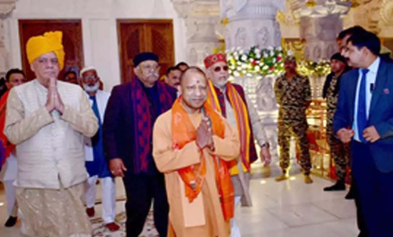 Yogi ministers, BJP and non-BJP MLAs visit Ram Temple; SP skips again