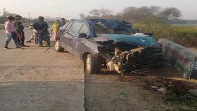 Car filled with candidates collides with dumper, one dead, nine injured