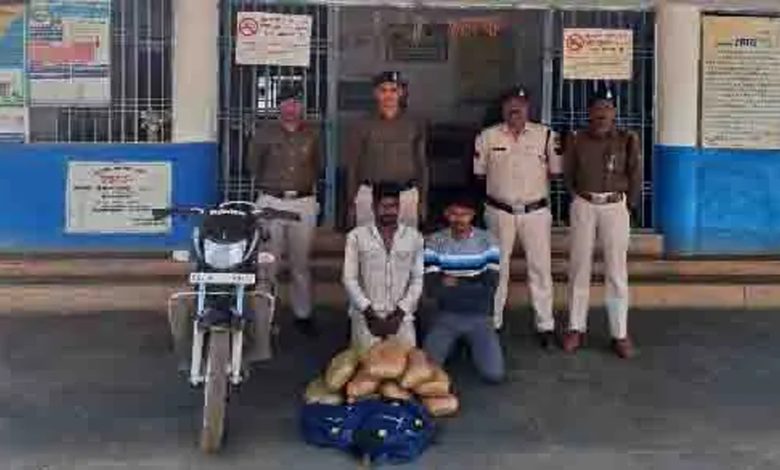 Ganja worth lakhs smuggled in bike, 2 smugglers arrested