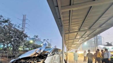 Car crashes into solar roof cycle track on ORR, none hurt