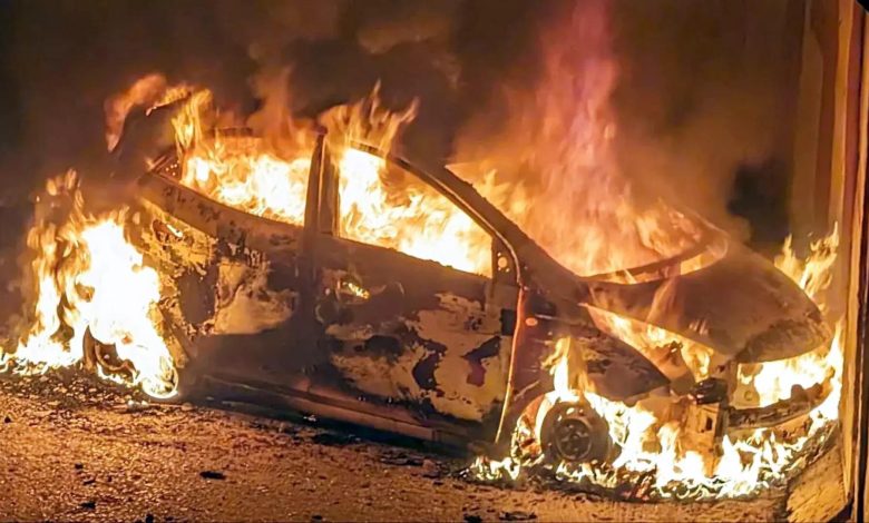 Army soldier's car caught fire after hitting the wall late at night, soldier burnt alive