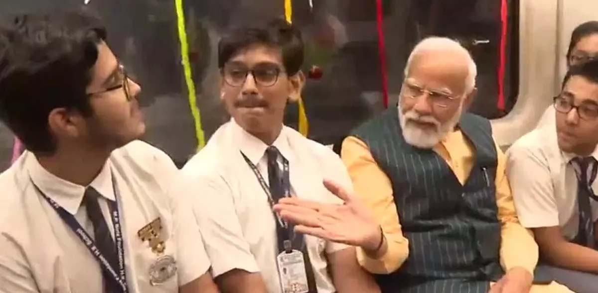 Prime Minister Modi boards India's first underwater metro rail