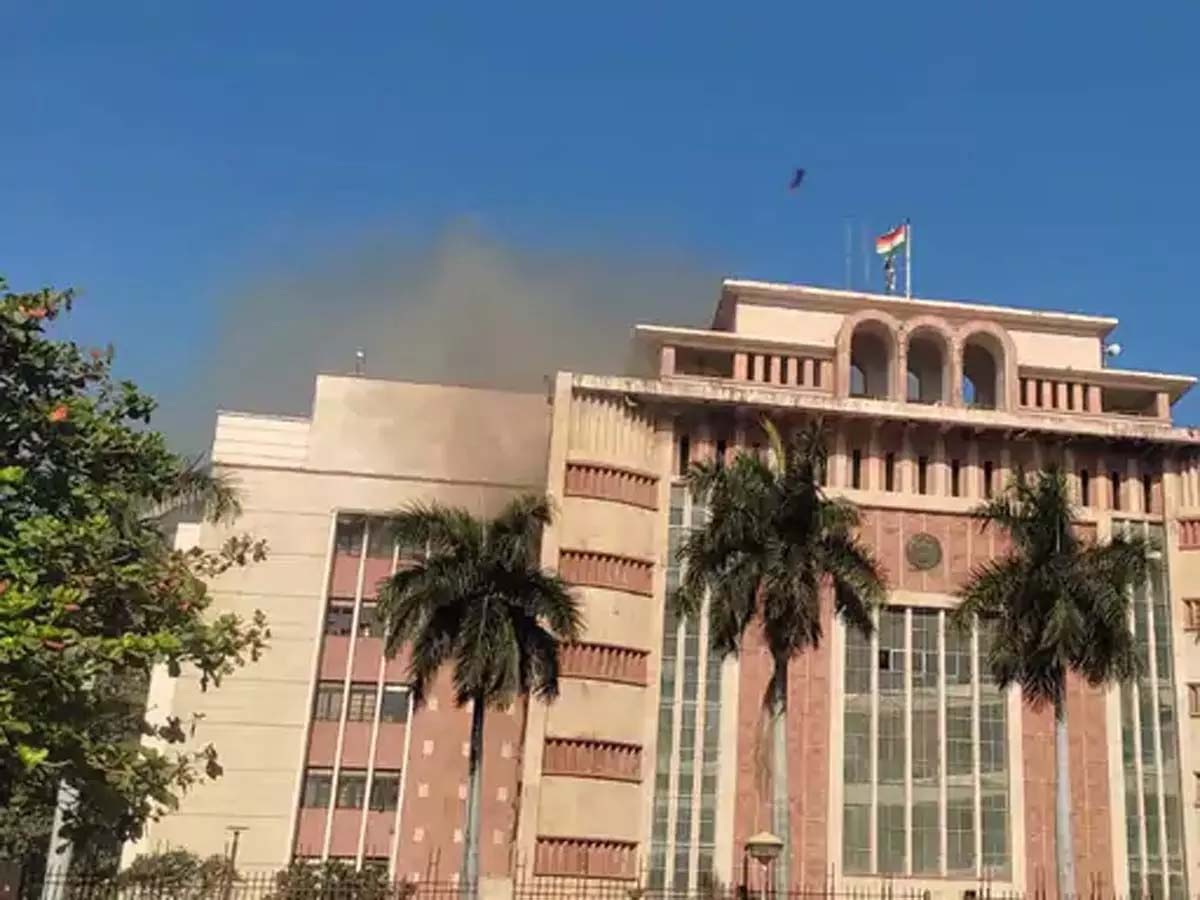 Mantralaya building in the grip of fire, creating an atmosphere of chaos