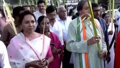 Congress MP Shashi Tharoor took part in the Palm Sunday procession