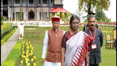 President Draupadi Murmu reached the capital Shimla on a five-day visit, welcomed by the Governor