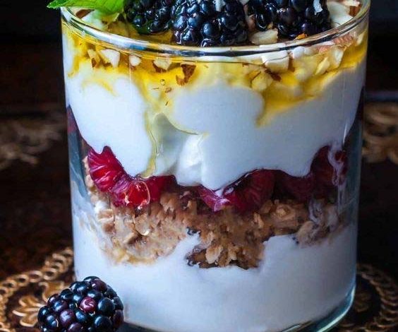 Morning curd and fruit parfait for kids