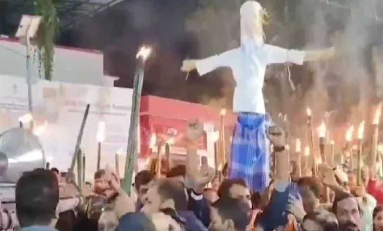 Bajrang Dal and VHP protest near the India-Bangladesh border in Sribhumi, Assam.