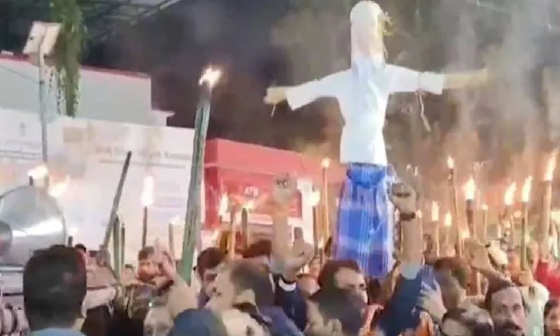 Bajrang Dal and VHP protest near the India-Bangladesh border in Sribhumi, Assam.