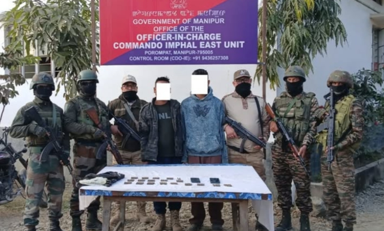 Manipur: Four alleged arms smugglers arrested in Imphal East; weapons and ammunition seized.